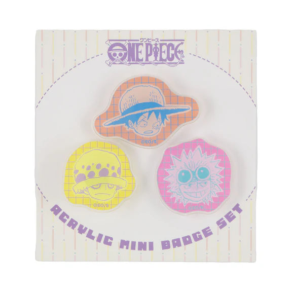 One Piece Childhood Ver. Acrylic Mini Badge 3‑Set Luffy, Law & Kid